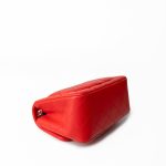 Red Lambskin Quilted Mini Square Flap Silver Hardware - Image 9