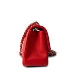 Red Lambskin Quilted Mini Square Flap Silver Hardware - Image 3