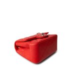 Red Lambskin Quilted Mini Square Flap Silver Hardware - Image 11