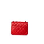 Red Lambskin Quilted Mini Square Flap Silver Hardware - Image 5