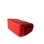 Red Lambskin Quilted Mini Square Flap Silver Hardware - Image 6