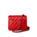 Red Lambskin Quilted Mini Square Flap Silver Hardware - Image 8