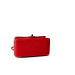 Red Lambskin Quilted Mini Square Flap Silver Hardware - Image 7