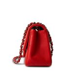 Red Lambskin Quilted Mini Square Flap Silver Hardware - Image 2