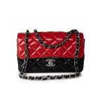Red | Black Patent Quilted Mini rectangular Single Flap Silver Hardware - Image 2