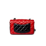 Red | Black Patent Quilted Mini rectangular Single Flap Silver Hardware - Image 9