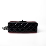 Red | Black Patent Quilted Mini rectangular Single Flap Silver Hardware - Image 5