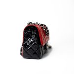 Red | Black Patent Quilted Mini rectangular Single Flap Silver Hardware - Image 3