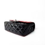 Red | Black Patent Quilted Mini rectangular Single Flap Silver Hardware - Image 7
