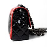 Red | Black Patent Quilted Mini rectangular Single Flap Silver Hardware - Image 8