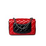 Red | Black Patent Quilted Mini rectangular Single Flap Silver Hardware - Image 12