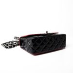Red | Black Patent Quilted Mini rectangular Single Flap Silver Hardware - Image 15