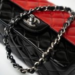 Red | Black Patent Quilted Mini rectangular Single Flap Silver Hardware - Image 11