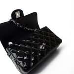 Red | Black Patent Quilted Mini rectangular Single Flap Silver Hardware - Image 6