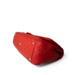 Red Grained Calfskin XXL Travel Flap Bag Light Gold Hardware - Image 8
