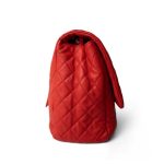 Red Grained Calfskin XXL Travel Flap Bag Light Gold Hardware - Image 6