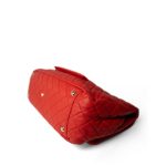 Red Grained Calfskin XXL Travel Flap Bag Light Gold Hardware - Image 10