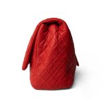 Red Grained Calfskin XXL Travel Flap Bag Light Gold Hardware - Image 3