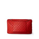 Red Grained Calfskin XXL Travel Flap Bag Light Gold Hardware - Image 4
