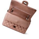 2.55 Rose Gold Grained Calfskin Quilted Medium Double Flap - Image 9