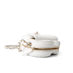 22S White Lambskin Quilted Large Heart Bag Light Gold Hardware - Image 4