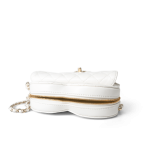 22S White Lambskin Quilted Large Heart Bag Light Gold Hardware - Image 2