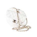 22S White Lambskin Quilted Large Heart Bag Light Gold Hardware