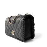 23A Black Lambskin Quilted Full Flap Bag Light Gols Hardware - Image 2