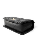 23A Black Lambskin Quilted Full Flap Bag Light Gols Hardware - Image 13