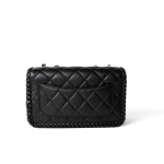 23A Black Lambskin Quilted Full Flap Bag Light Gols Hardware - Image 3