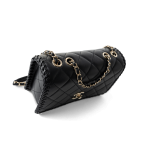 23A Black Lambskin Quilted Full Flap Bag Light Gols Hardware - Image 5