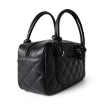 Black Calfskin Quilted Small Cambon Bowler Silver Hardware (Pink Interior) - Image 4