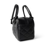 Black Calfskin Quilted Small Cambon Bowler Silver Hardware (Pink Interior) - Image 5