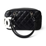 Black Calfskin Quilted Small Cambon Bowler Silver Hardware (Pink Interior) - Image 11