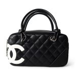 Black Calfskin Quilted Small Cambon Bowler Silver Hardware (Pink Interior) - Image 14