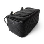 Black Calfskin Quilted Small Cambon Bowler Silver Hardware (Pink Interior) - Image 16