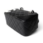 Black Calfskin Quilted Small Cambon Bowler Silver Hardware (Pink Interior) - Image 17