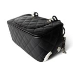 Black Calfskin Quilted Small Cambon Bowler Silver Hardware (Pink Interior) - Image 7