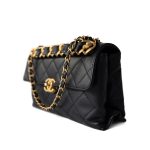Black Lambskin Quilted Chain Infinity Single Flap Antique Gold Hardware - Image 2