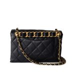 Black Lambskin Quilted Chain Infinity Single Flap Antique Gold Hardware - Image 8