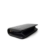 Vintage Black Lambskin Quilted Mini Full Flap Bag Gold Hardware - Image 9