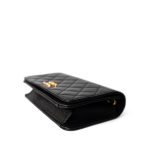 Vintage Black Lambskin Quilted Mini Full Flap Bag Gold Hardware - Image 11