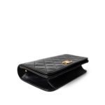 Vintage Black Lambskin Quilted Mini Full Flap Bag Gold Hardware - Image 4