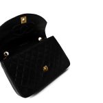 Vintage Black Lambskin Quilted Rounded Flap Gold Hardware - Image 6