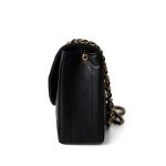 Vintage Black Lambskin Quilted Rounded Flap Gold Hardware - Image 3