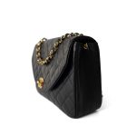 Vintage Black Lambskin Quilted Rounded Flap Gold Hardware - Image 2
