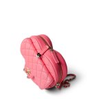 22S Pink Lambskin Quilted Large Heart Bag Light Gold Hardware - Image 6