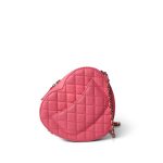 22S Pink Lambskin Quilted Large Heart Bag Light Gold Hardware - Image 4
