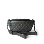 Metallic Calfskin Quilted Banane Waist Bag Bumbag Ruthenium Hardware - Image 2