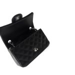 17B Black Caviar Quilted Mini Rectangular Flap Silver Hardware - Image 10